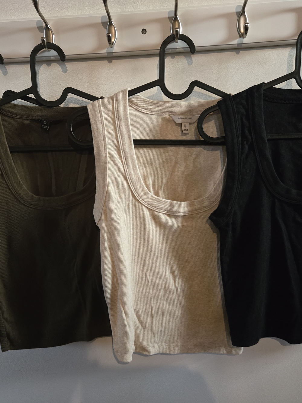 Banana Republic Ribbed Tanks in Cream, Olive and Black ( 4 Total)